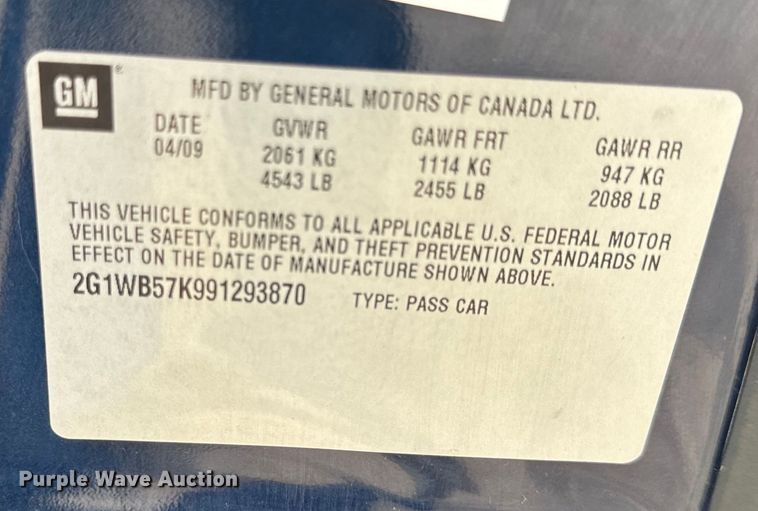 image for item EH6851 2009 Chevrolet  Impala LS 