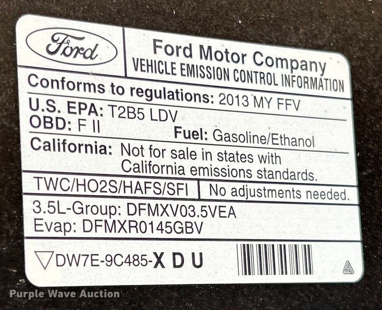 image for item EK4623 2013 Ford Taurus Police Interceptor 