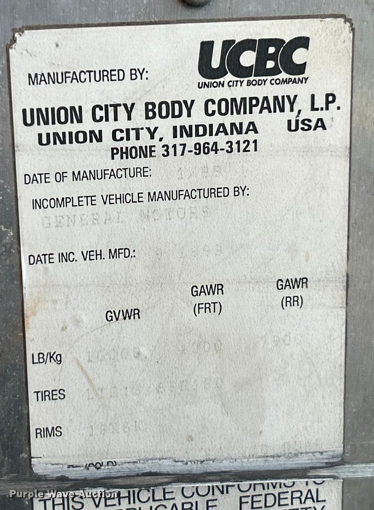 image for item EK4629 1999 Chevrolet P30 delivery van