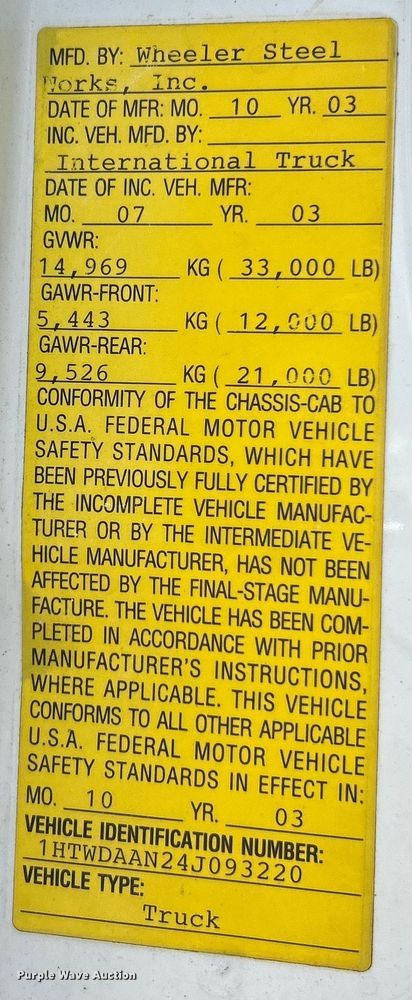 image for item EK4634 2004 International 7400 dump truck