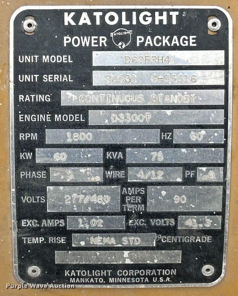 image for item EK4635 Katolight D60FRH4 generator
