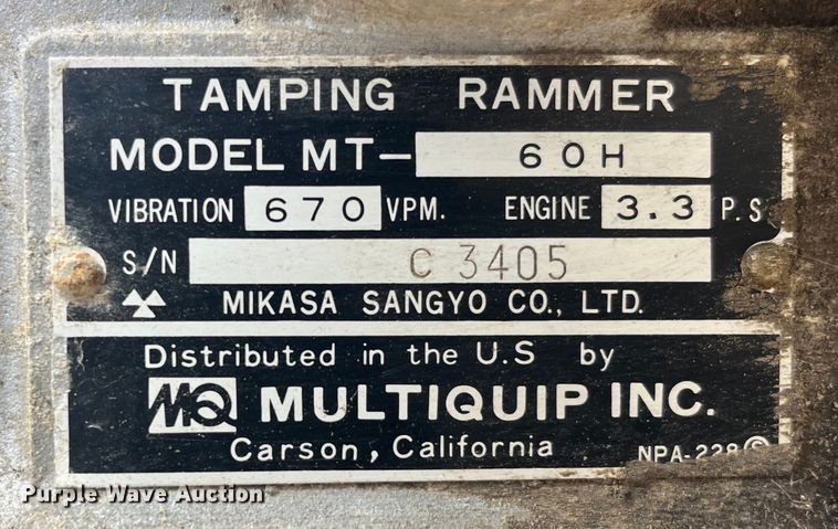 image for item EK8574 Mikasa Sangyo MT-60H plate compactor