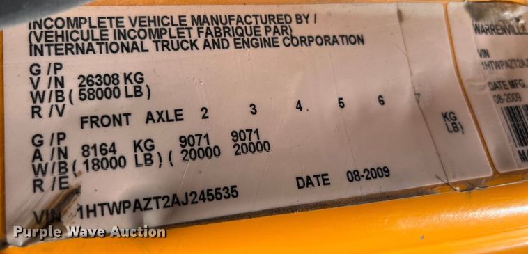 image for item EK8593 2010 International  7500 dump truck