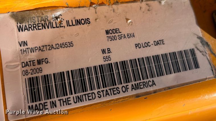 image for item EK8593 2010 International  7500 dump truck