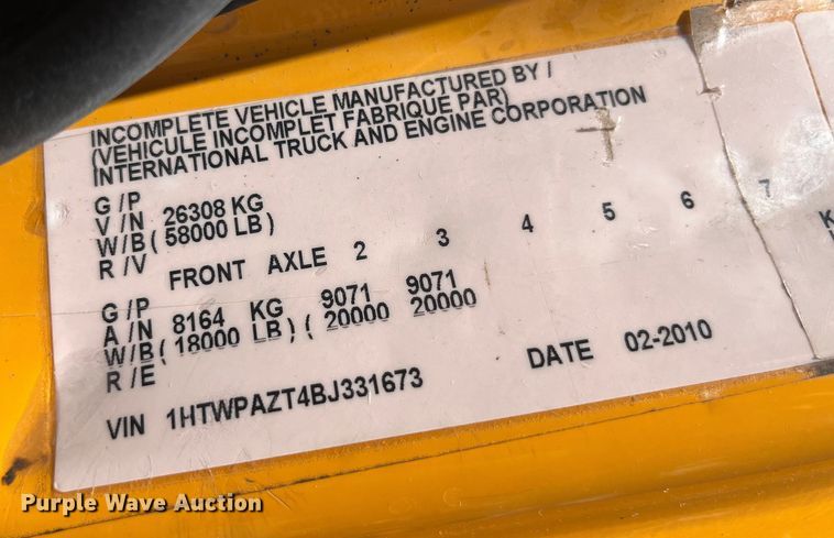 image for item EK8599 2011 International  7500 dump truck