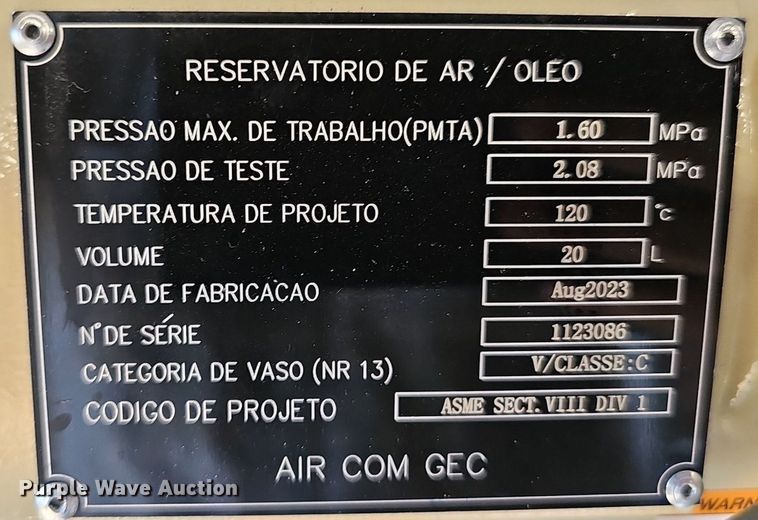 image for item IO9962 2023 Ingersoll Rand RS15i-A145 air compressor