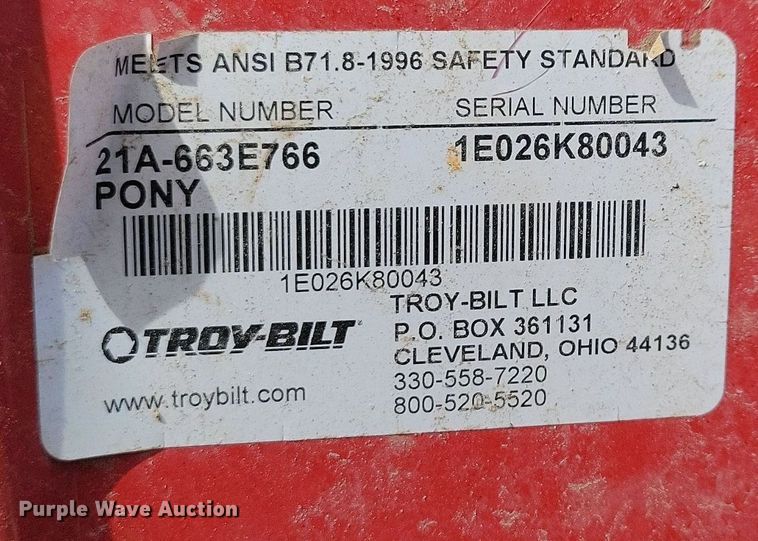 image for item KB9010 Troy-Bilt Pony rototiller