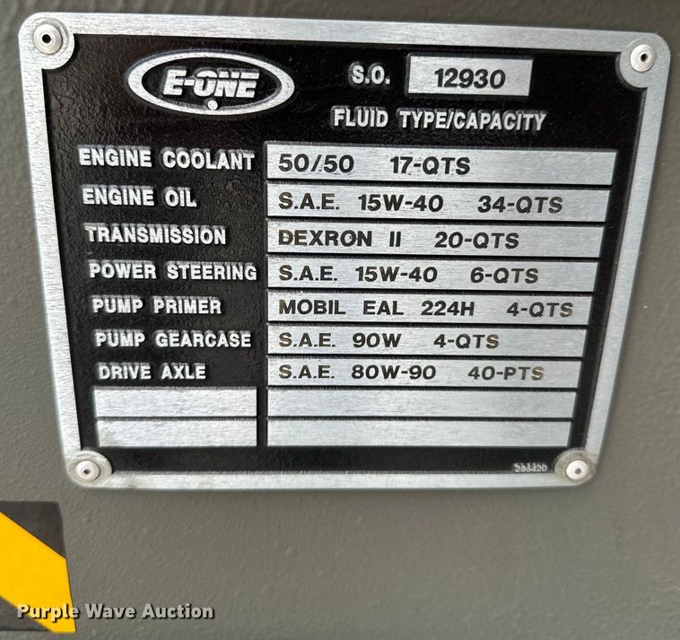 image for item KR9513 1993 Emergency One pumper fire truck