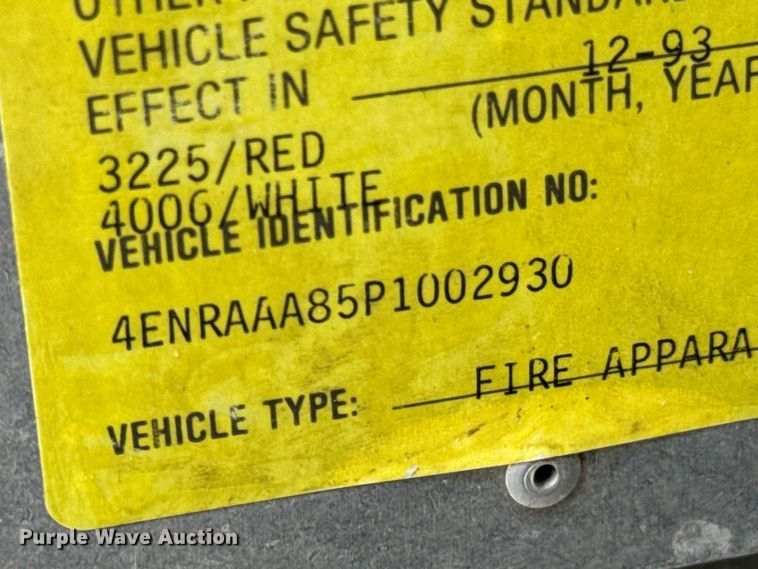 image for item KR9513 1993 Emergency One pumper fire truck