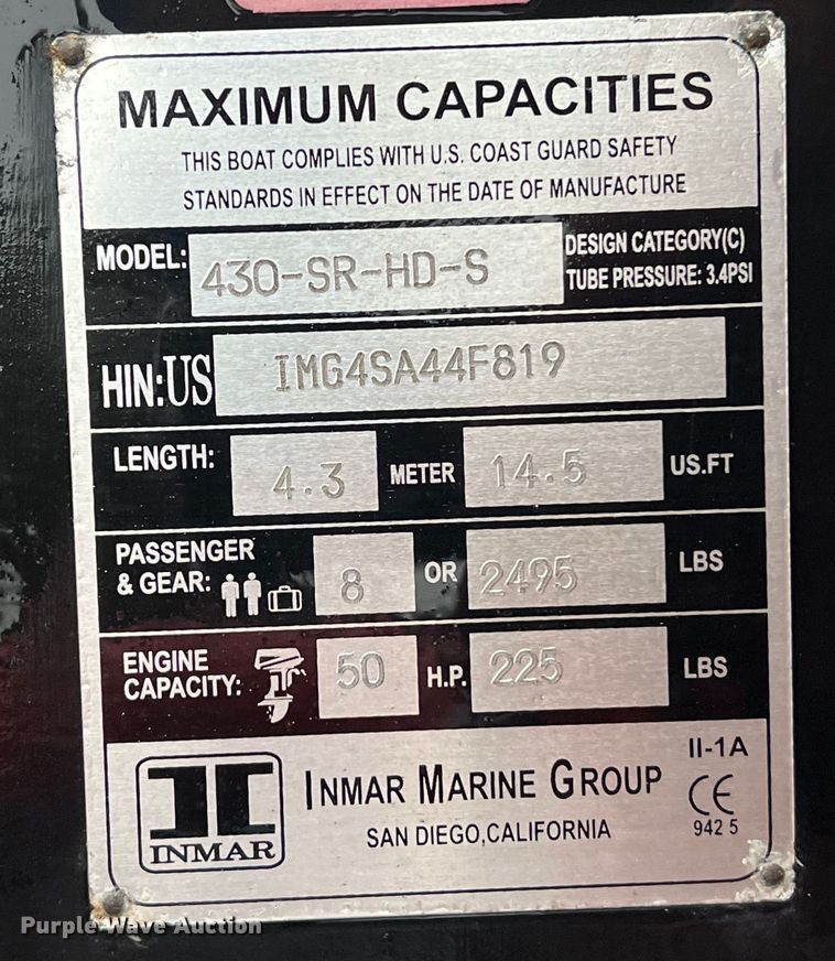 image for item LU9890 2019 Inmar 430-SR-HD-S boat