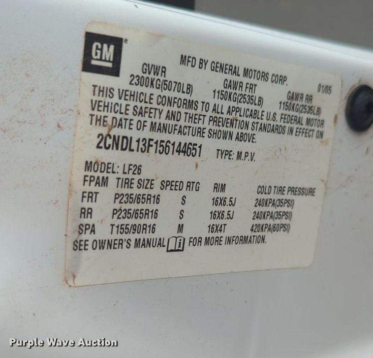 image for item NG9779 2005 Chevrolet Equinox LS SUV