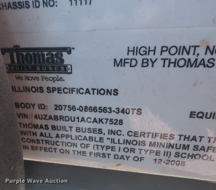 image for item NG9780 2010 Thomas B2 school bus