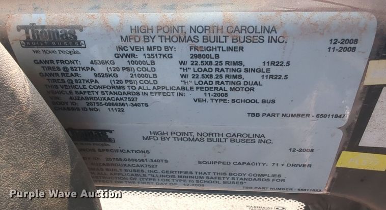 image for item NG9781 2010 Freightliner B2 school bus