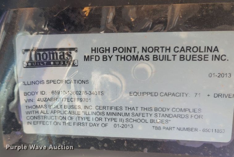 image for item NG9782 2014 Freightliner B2 school bus