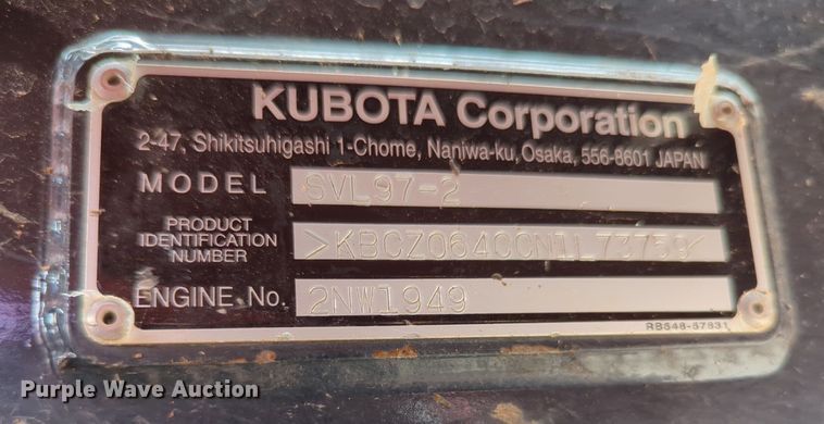 image for item NG9802 2022 Kubota SVL97-2 tracked skid steer loader