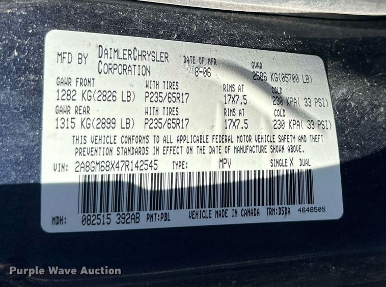 image for item NP9984 2007 Chrysler  Pacifica  SUV