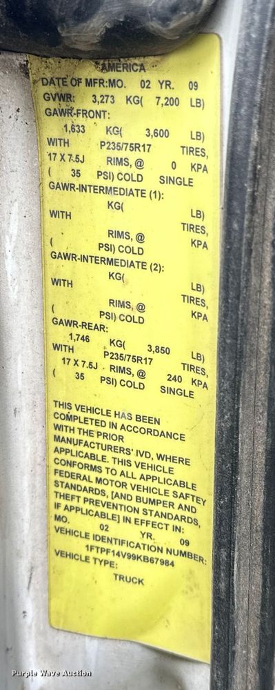 image for item NR9938 2009 Ford  F150 pickup truck