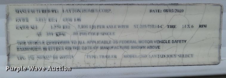 image for item NZ9887 2011 Skyline Layton camper