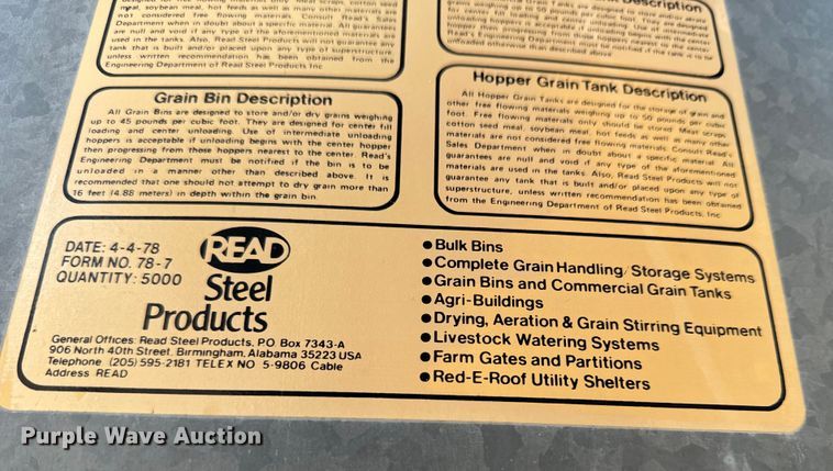 image for item DK6888 (3) 1978 Read grain bins