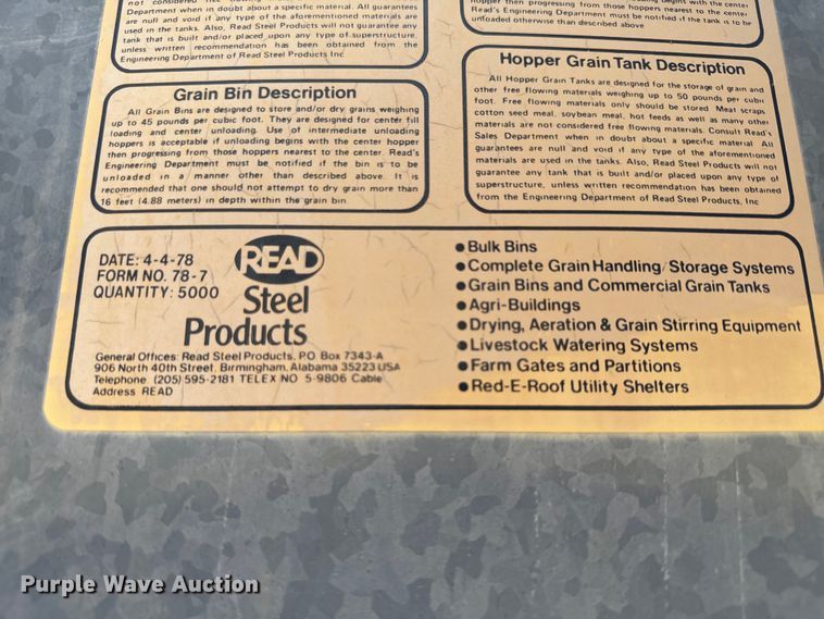 image for item DK6888 (3) 1978 Read grain bins