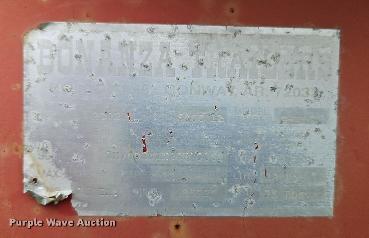 image for item DR8626 2002 Bonanza Trailers G-LT livestock trailer