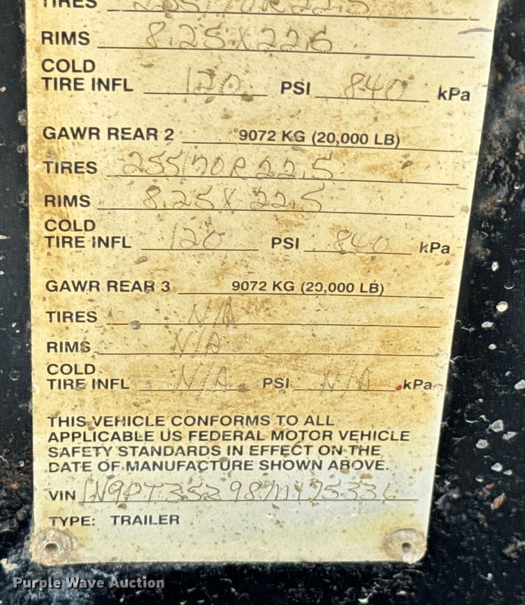 image for item DX0617 2008 Neville Built equipment trailer