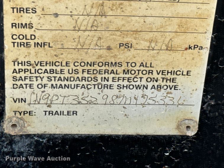 image for item DX0617 2008 Neville Built equipment trailer