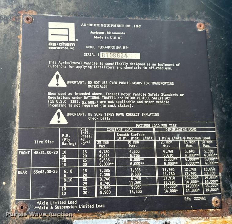 image for item EH6823 1994 Ag-Chem Terra Gator 1844 spreader
