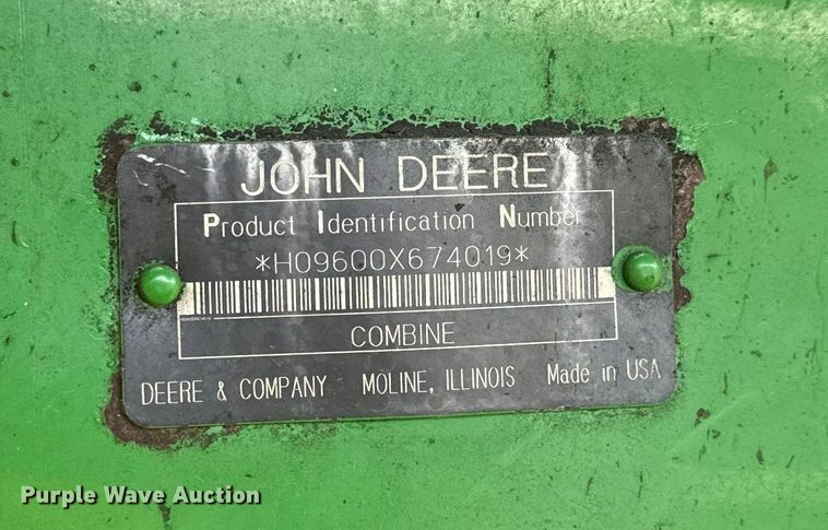 image for item EK1355 1997 John Deere 9600 RWA combine