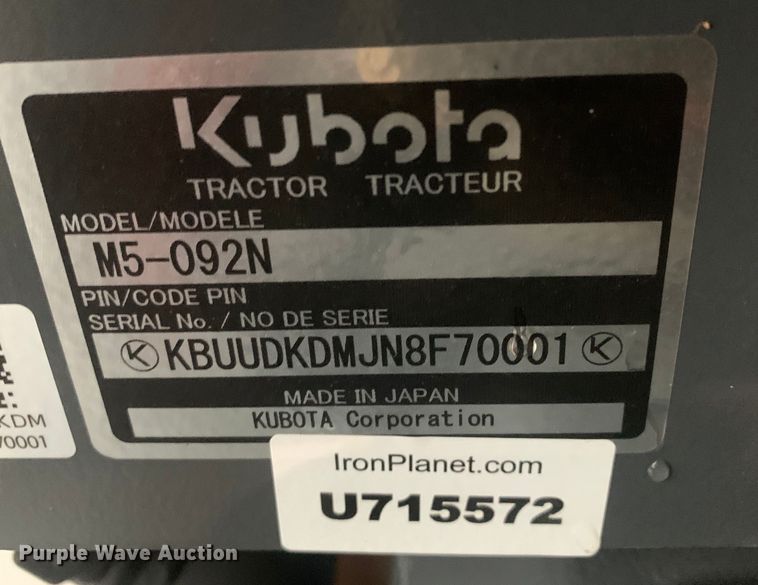 image for item JT9874 2022 Kubota M5-092 Narrow MFWD tractor