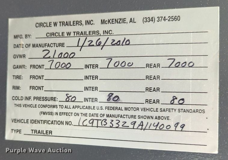 image for item NG9868 2010 Circle W livestock trailer