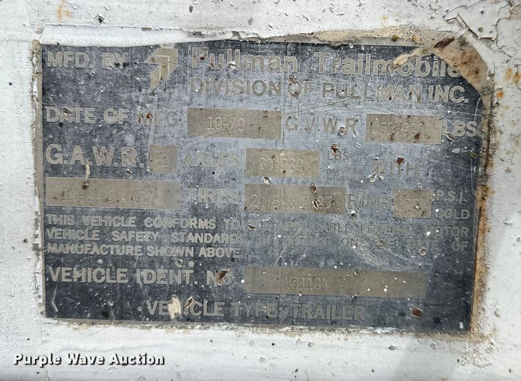 image for item NT9205 1979 Pullman Trailmobile grain trailer