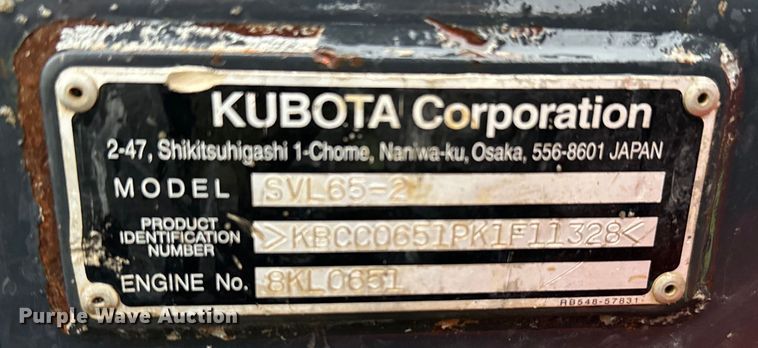 image for item EH3891 2019 Kubota SVL65-2 tracked skid steer loader