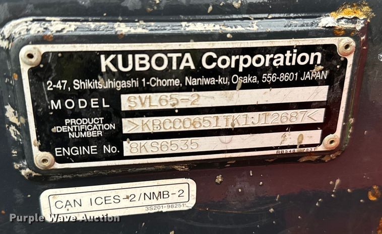image for item EH3892 2020 Kubota SVL65-2 tracked skid steer loader
