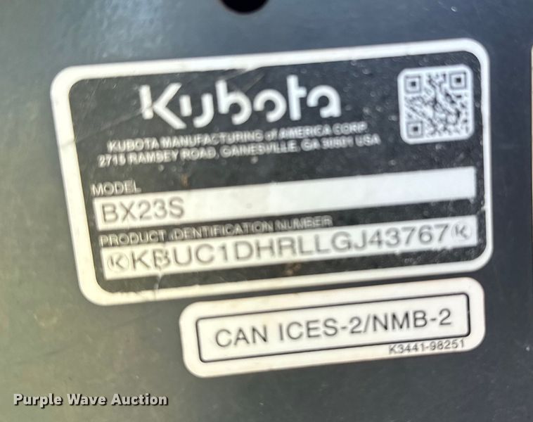 image for item EH3901 2020 Kubota BX23S MFWD tractor