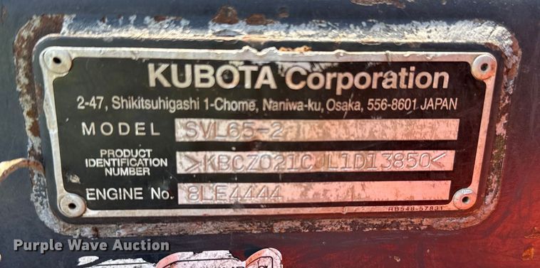 image for item EH3919 2020 Kubota SVL65-2 tracked skid steer loader