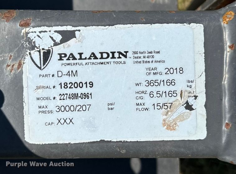 image for item EH3928 2018 Paladin 22748M-0961  compact utility loader power rake