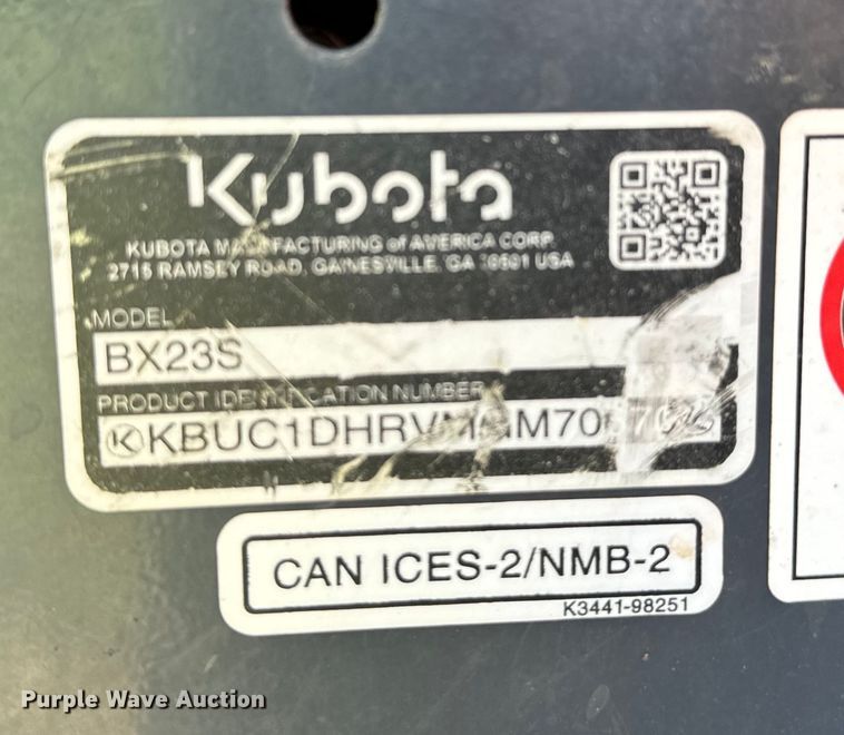 image for item EH3931 2022 Kubota BX23S MFWD tractor