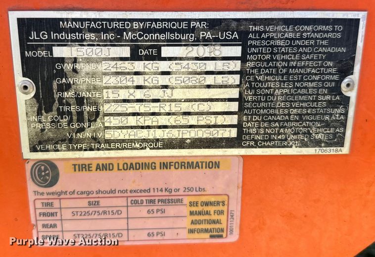 image for item EH3935 2018 JLG T500J boom lift