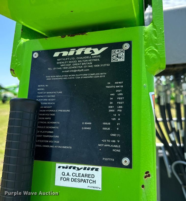 image for item EH3939 2021 Nifty TM34T boom lift