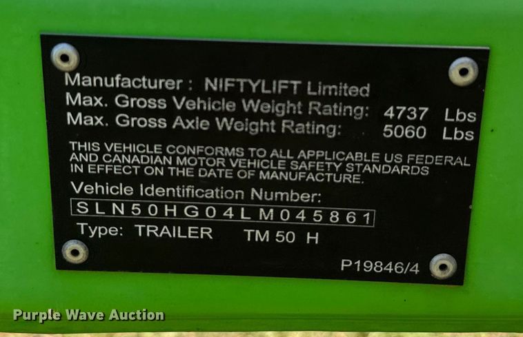 image for item EH3940 2020 Nifty TM50TG boom lift