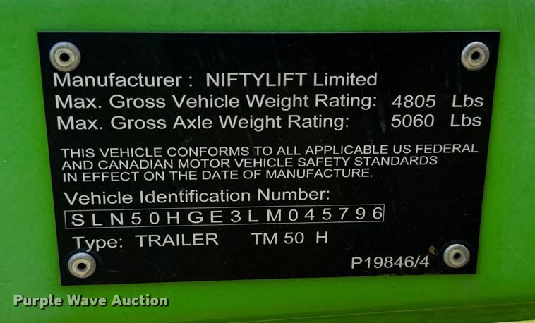 image for item EH3941 2020 Nifty TM50TGE boom lift