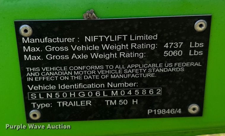 image for item EH3942 2020 Nifty TM50TG boom lift