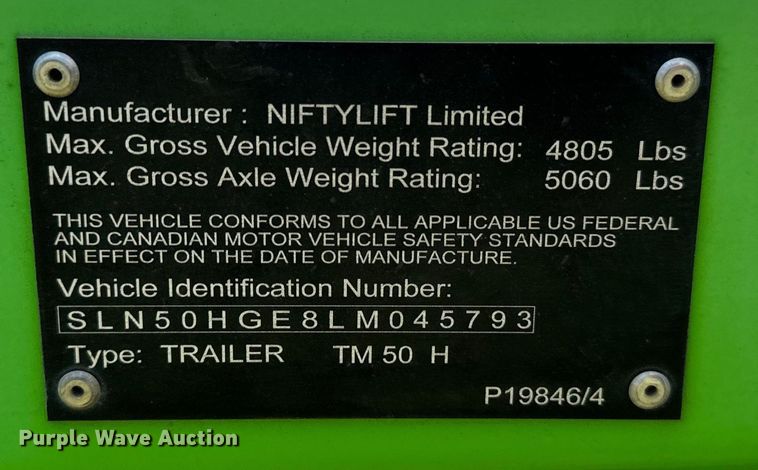 image for item EH3943 2020 Nifty TM50TGE boom lift