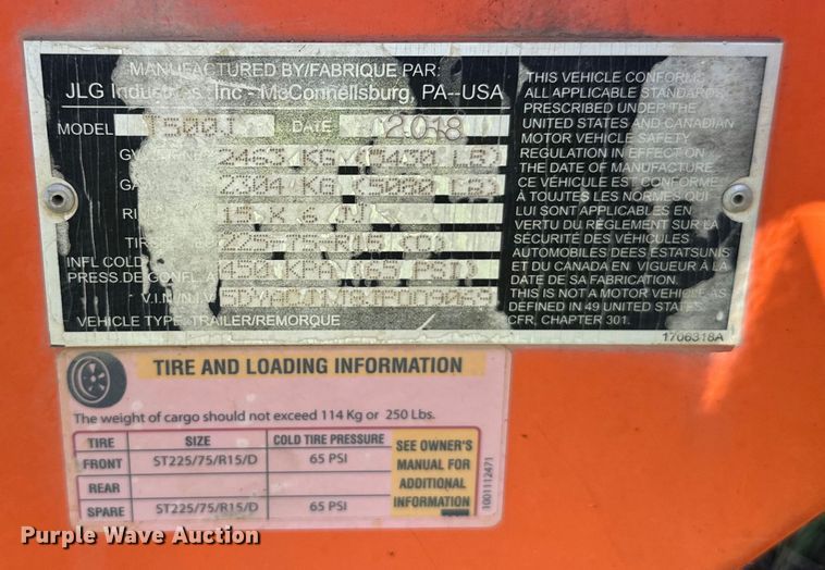 image for item EH3944 2018 JLG T500J boom lift