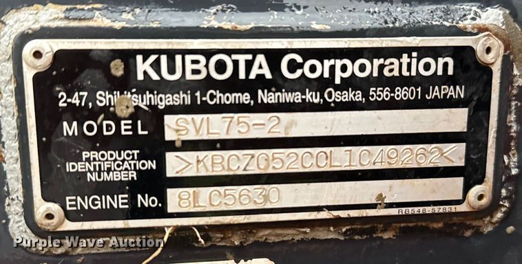 image for item EH3947 2020 Kubota SVL75-2 tracked skid steer loader