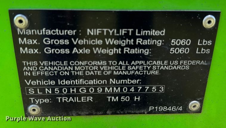 image for item EH3952 2021 Nifty TM50TG MK1B boom lift