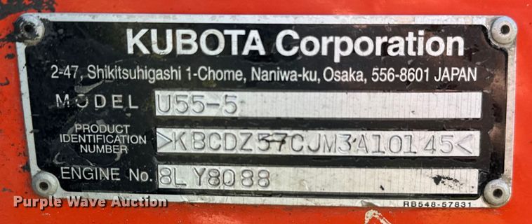 image for item EH3957 2021 Kubota U55-5 mini excavator