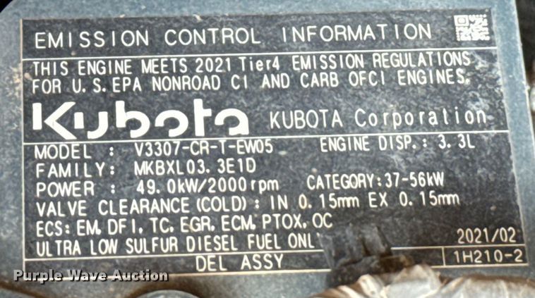 image for item EH3959 2021 Kubota KX080-4S2 mini excavator