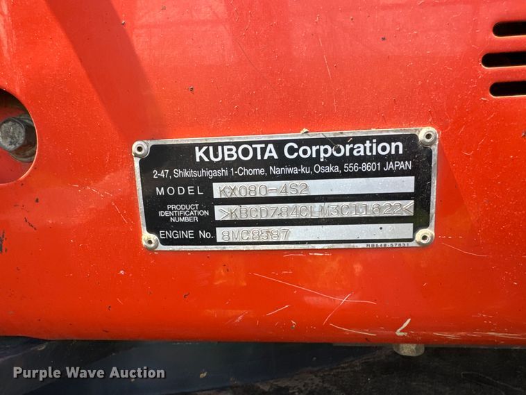 image for item EH3959 2021 Kubota KX080-4S2 mini excavator